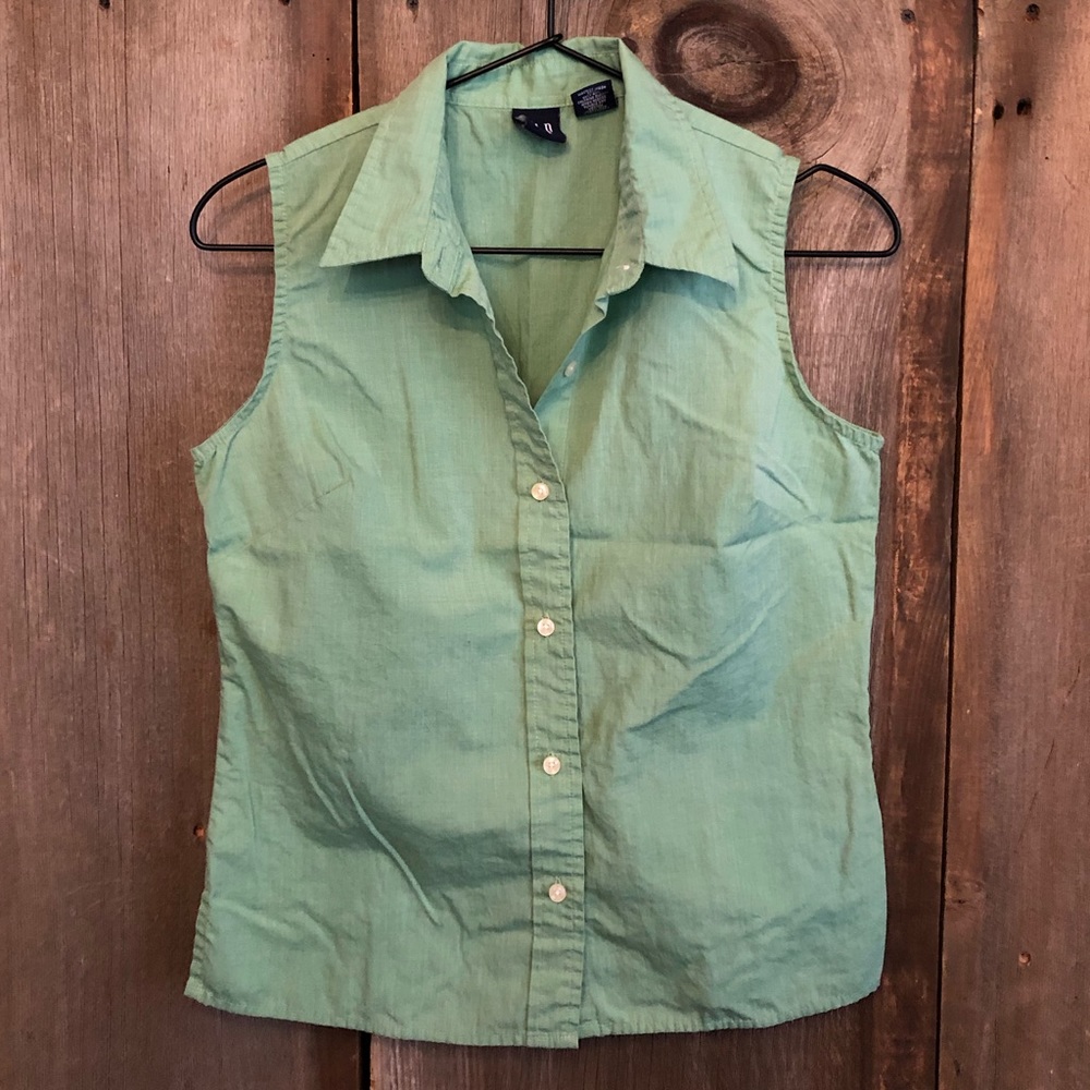 Y2K Gap Green Sleeveless Button Front Shirt Size Small Women’s
